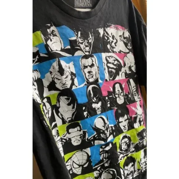 Marvel Men's Group Shot Black Graphic Adult T-Shirt XL Mad Engine Inc Superhero - Picture 1 of 6